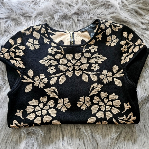 I.N.C Floral Print Short Sleeve Knit Crochet Blouse - Picture 6 of 7